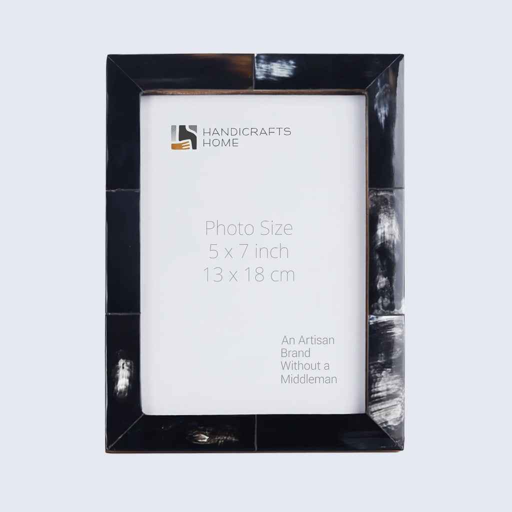 Picture Frames Essence Pattern Horn Inlay Collection in 4 Sizes, Black