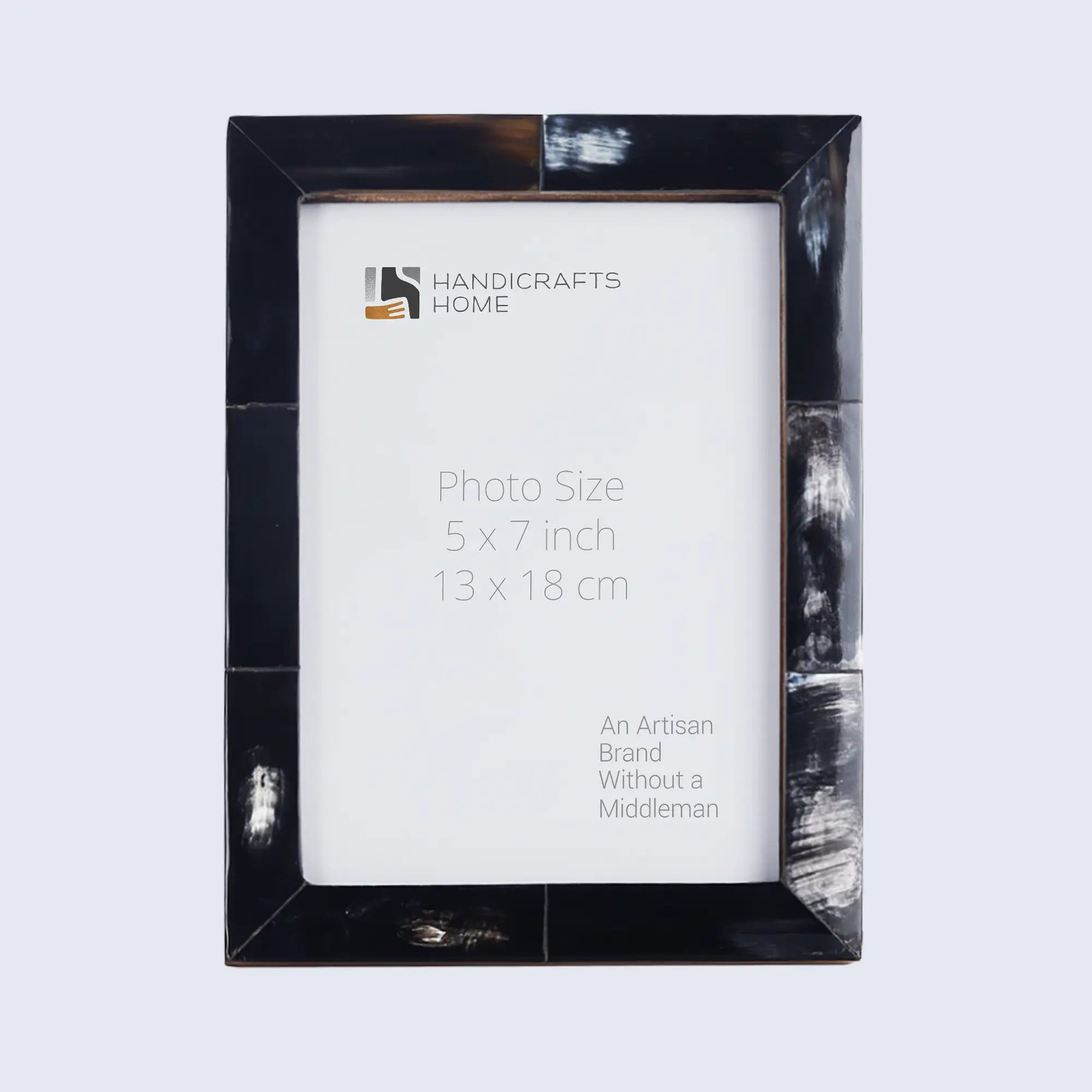 Picture Frames Essence Pattern Horn Inlay Collection in 4 Sizes, Black