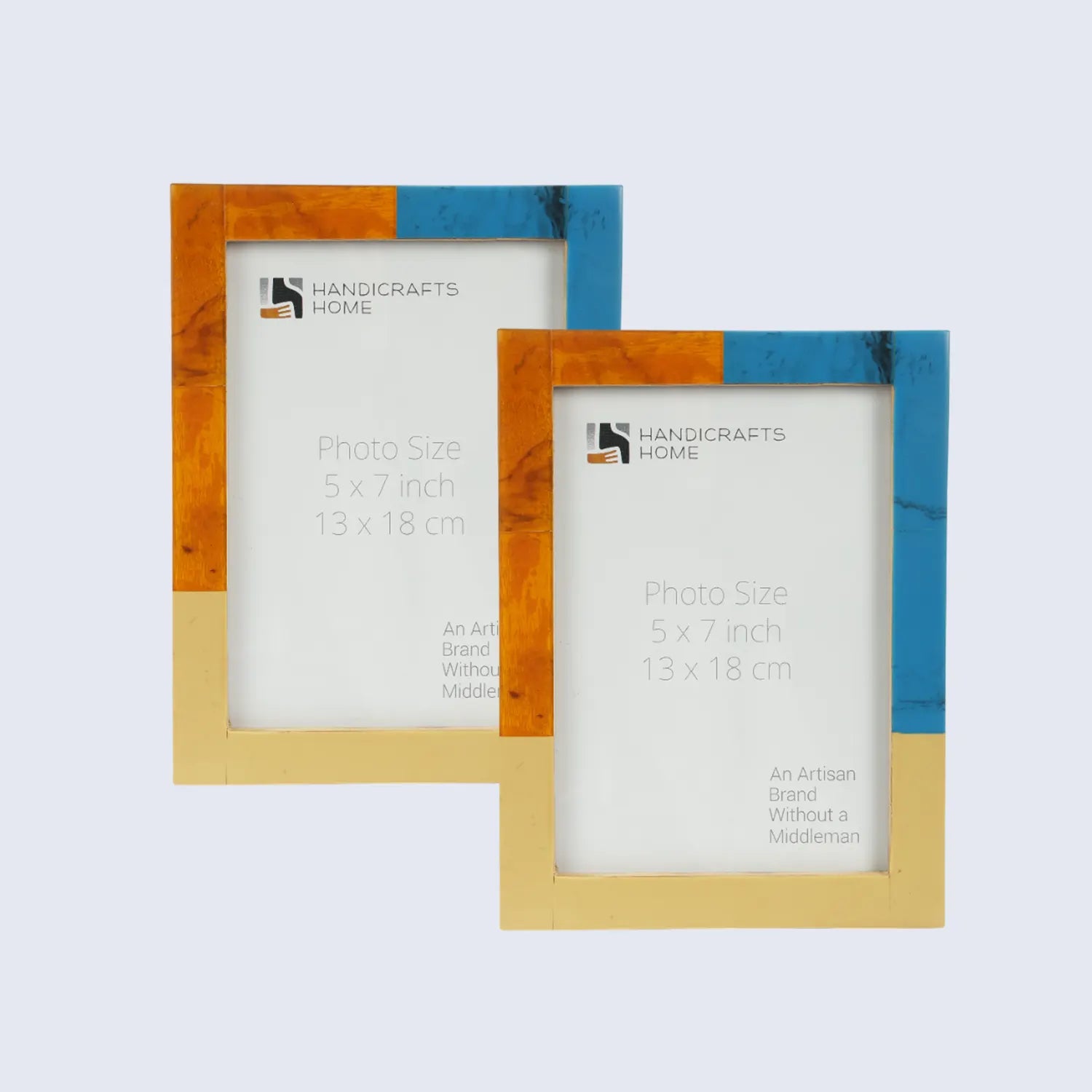 Picture Frames Mondrian Walnut Pattern Resin Inlay Collection in 3 Sizes, Pack of 2