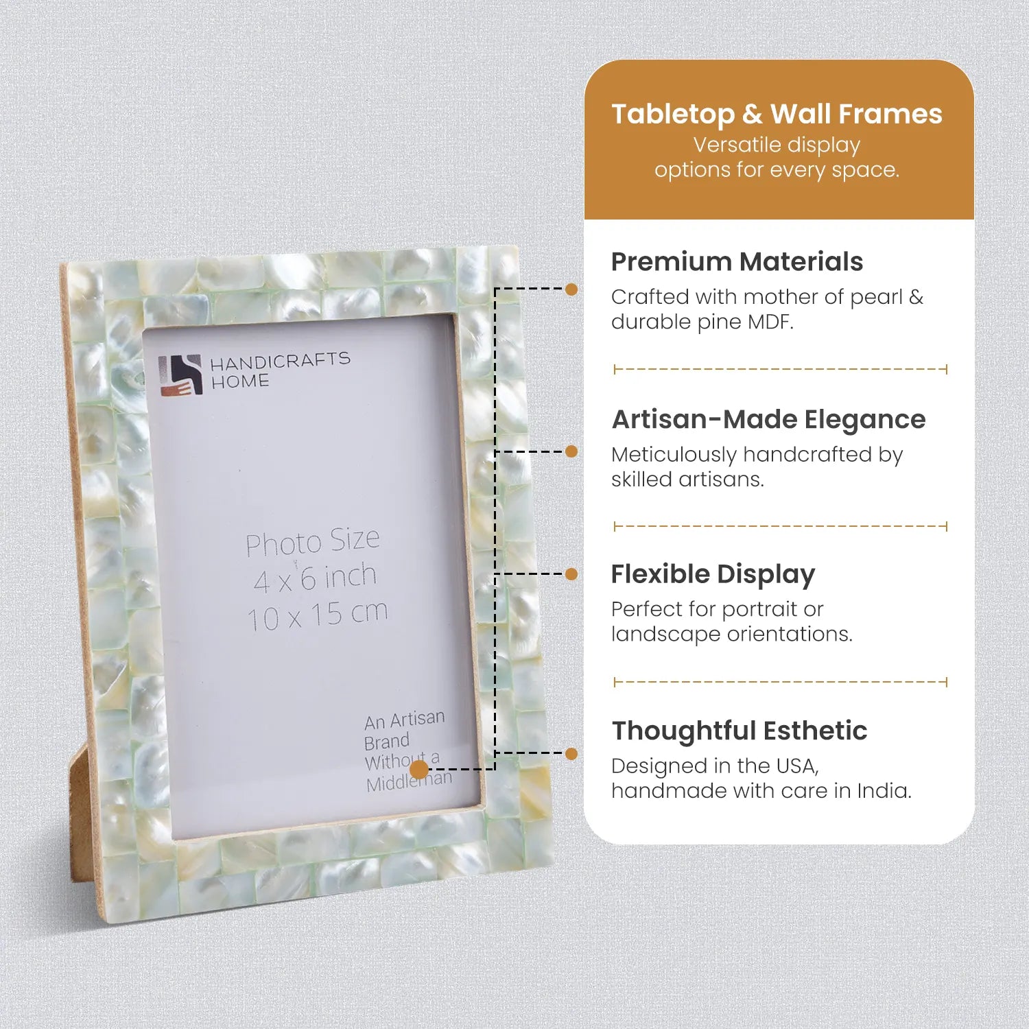 Picture Frames Mother of Pearl Collection in 27 Sizes, Green