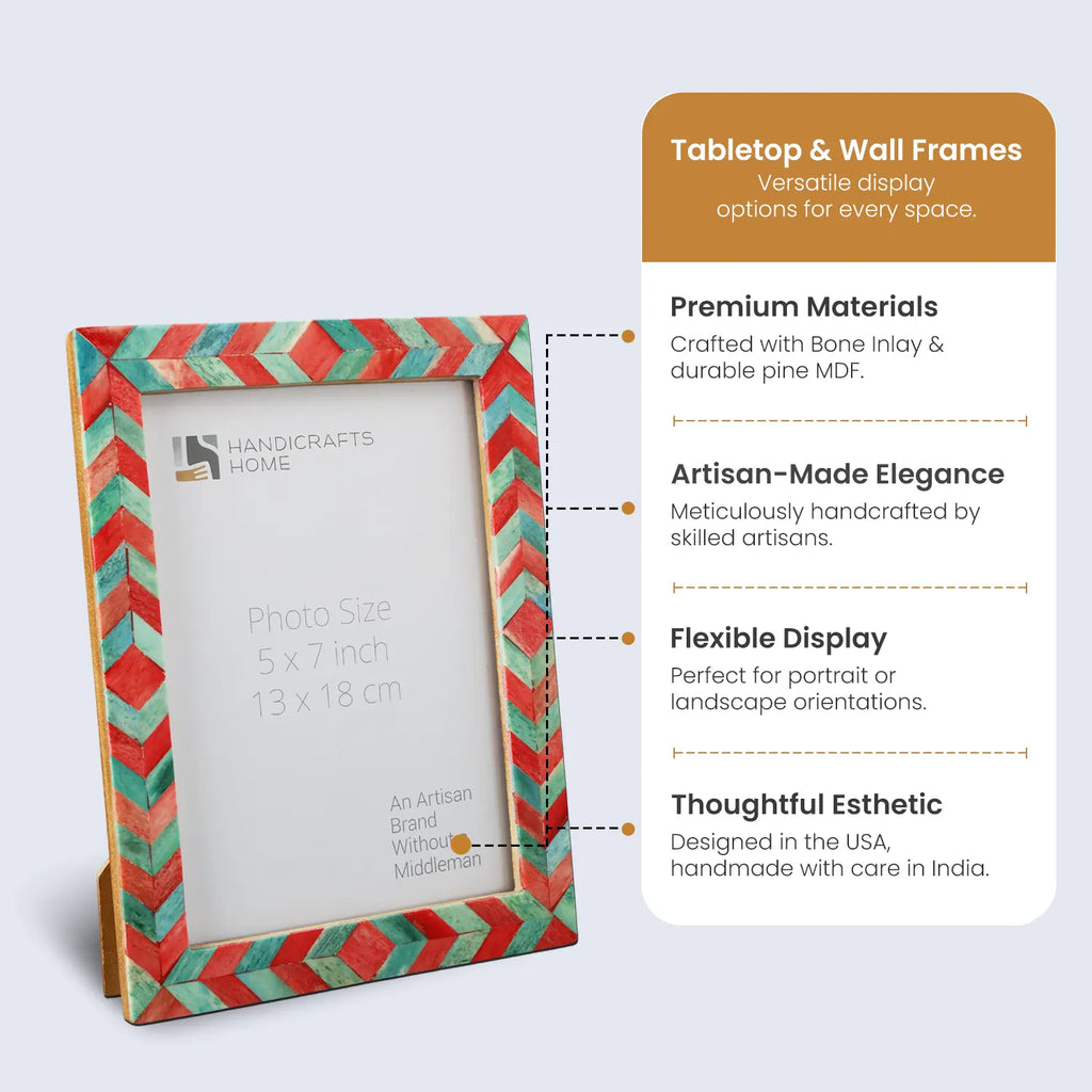 Picture Frames Mosaic Chevron Pattern Bone Inlay Collection