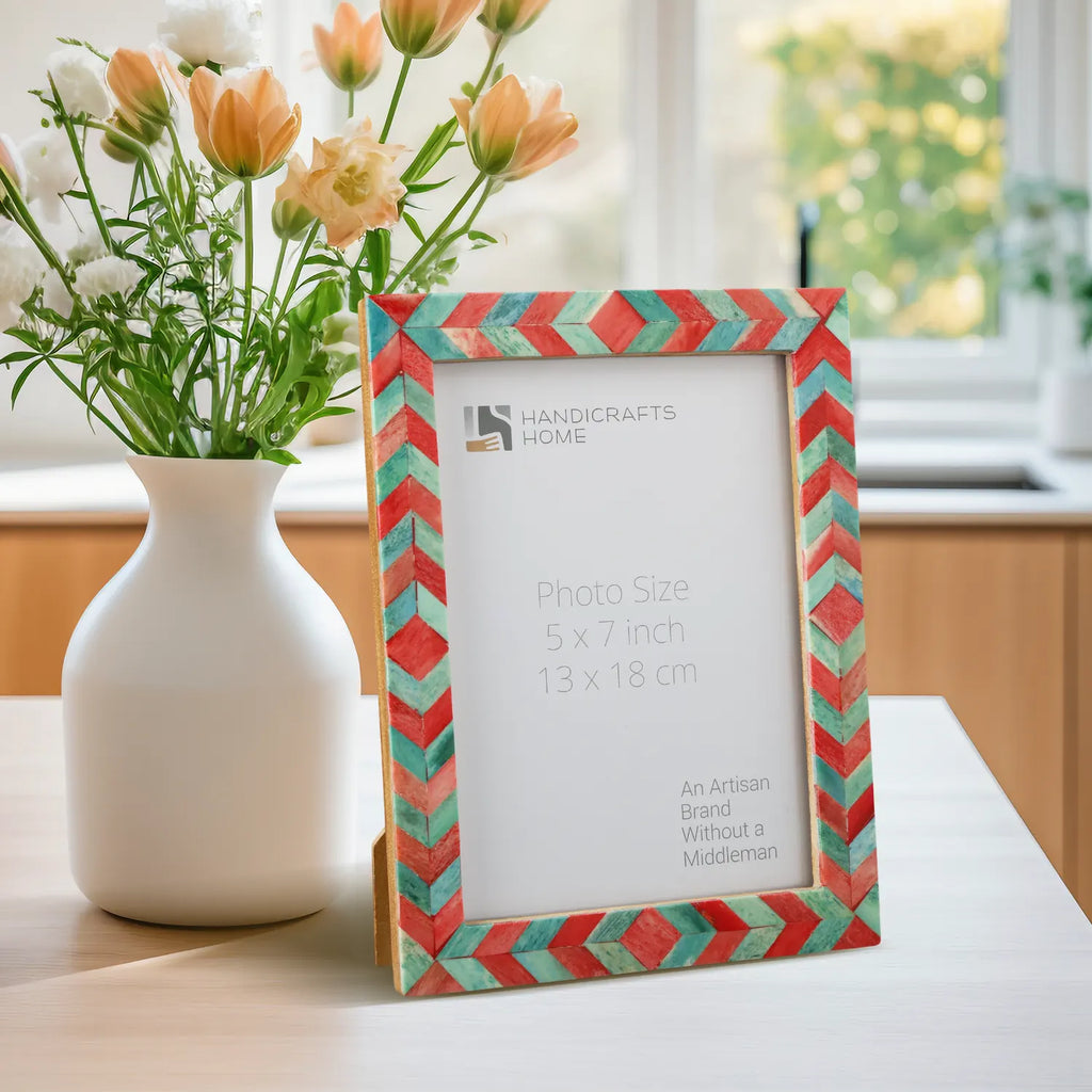 Picture Frames Mosaic Chevron Pattern Bone Inlay Collection