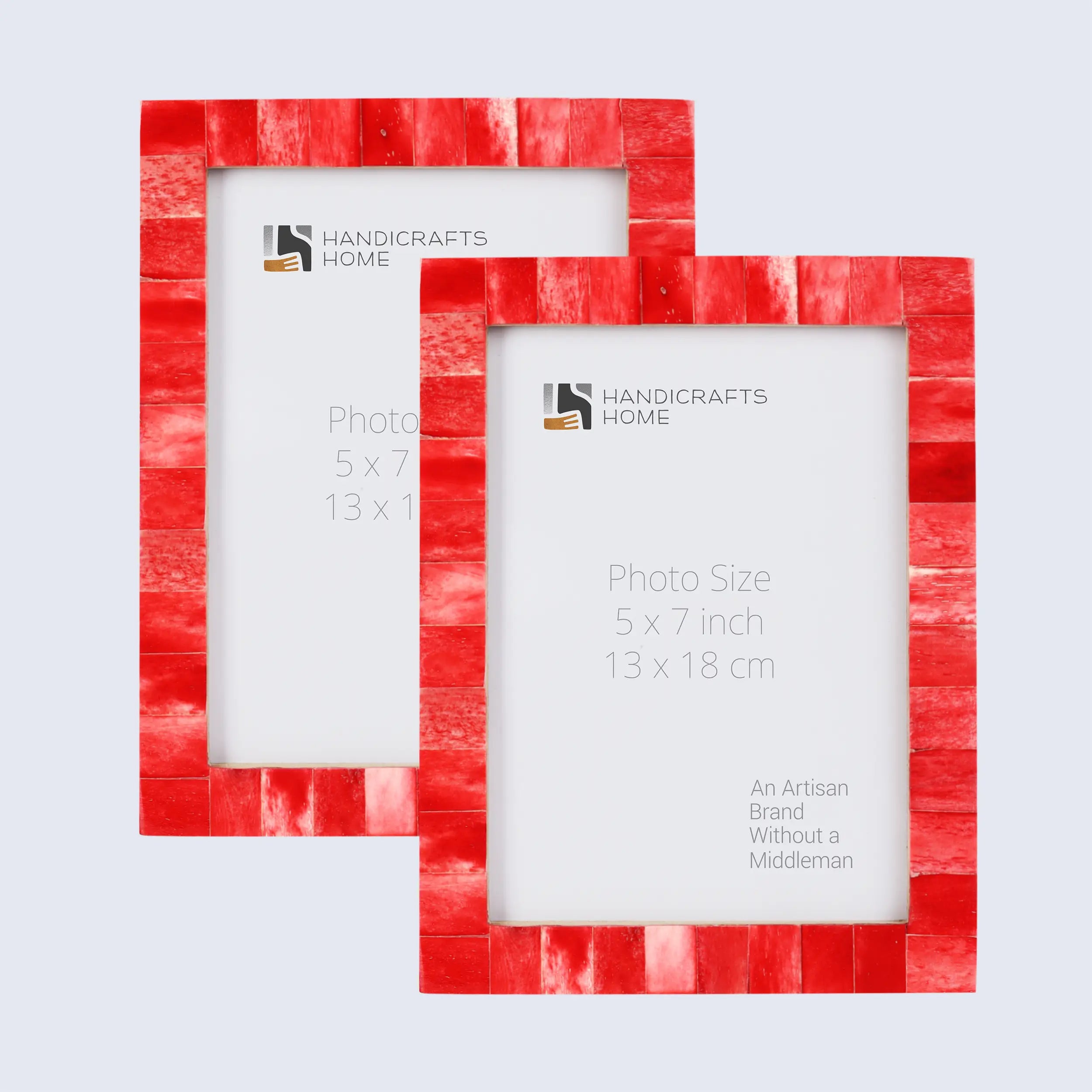 Picture Frames Classic Pattern Bone Inlay Collection in 3 Sizes, Pack of 2 - Red