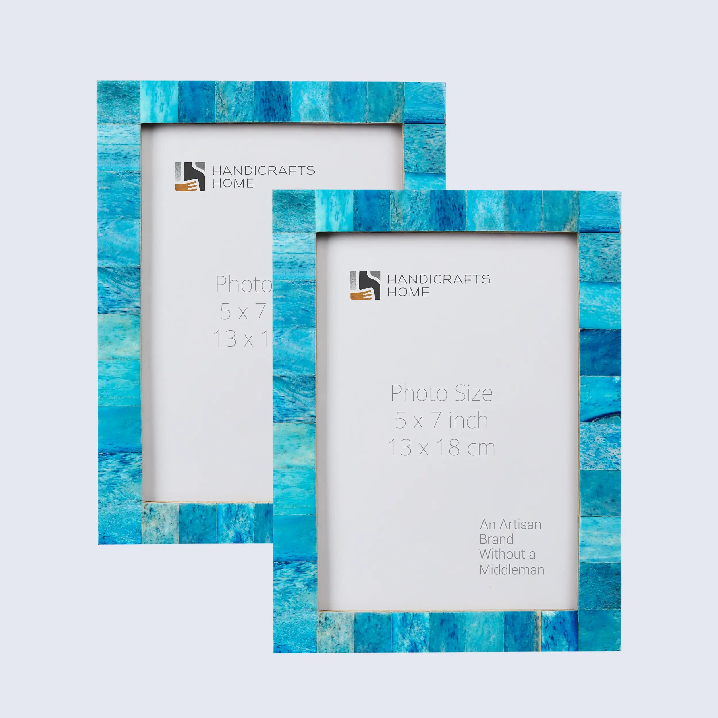 Picture Frames Classic Pattern Bone Inlay Collection in 3 Sizes, Pack of 2 - Turquoise