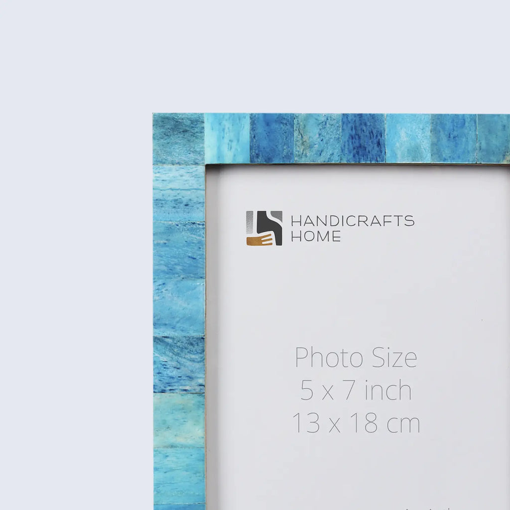 Picture Frames Classic Pattern Bone Inlay Collection in 3 Sizes, Pack of 2 - Turquoise