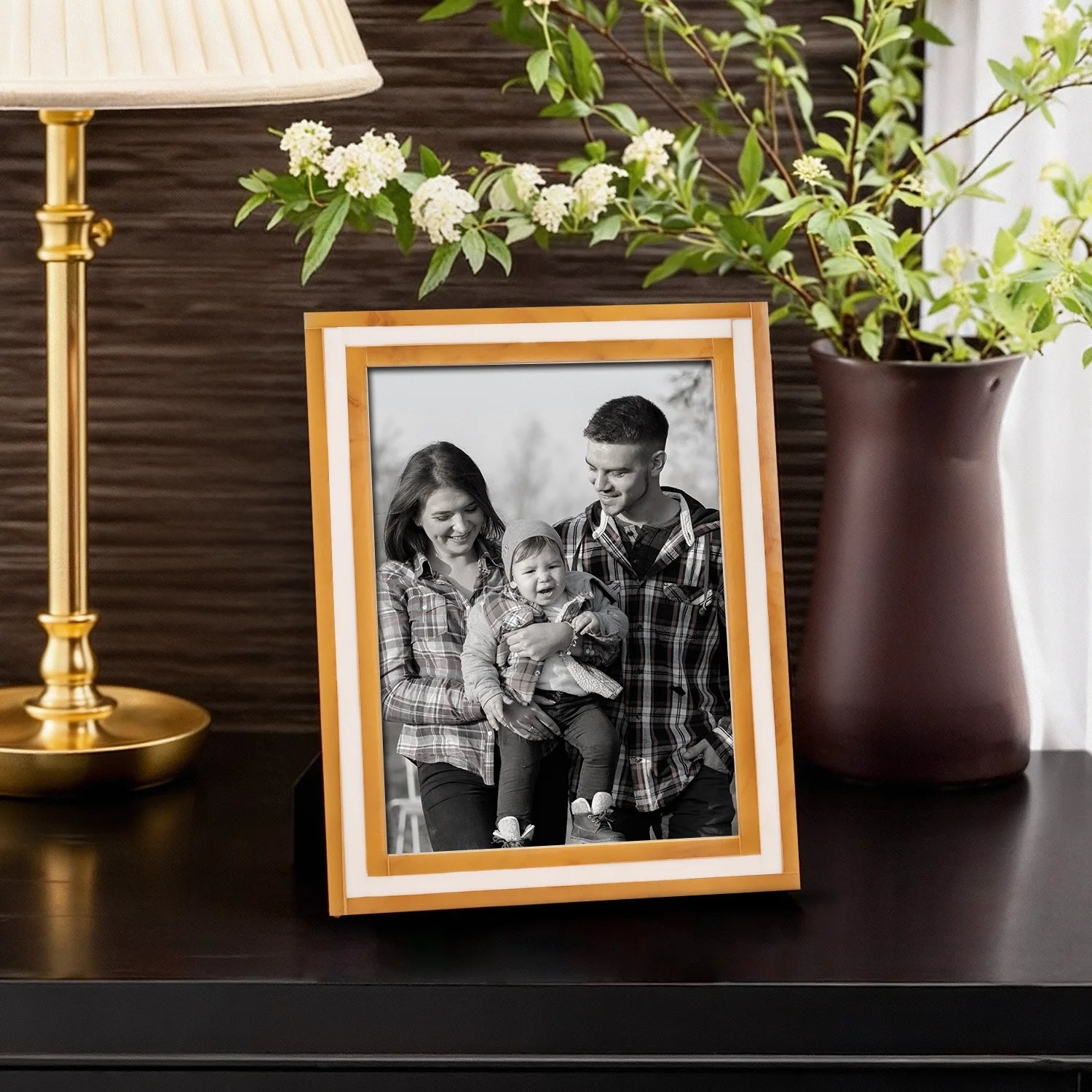 Picture Frames Avant Amber Pattern Resin Inlay Collection in 3 Sizes