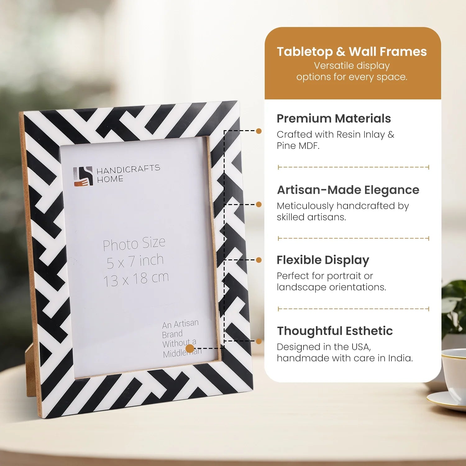 Picture Frames Avant Coco Pattern Resin Inlay Collection in 3 Sizes