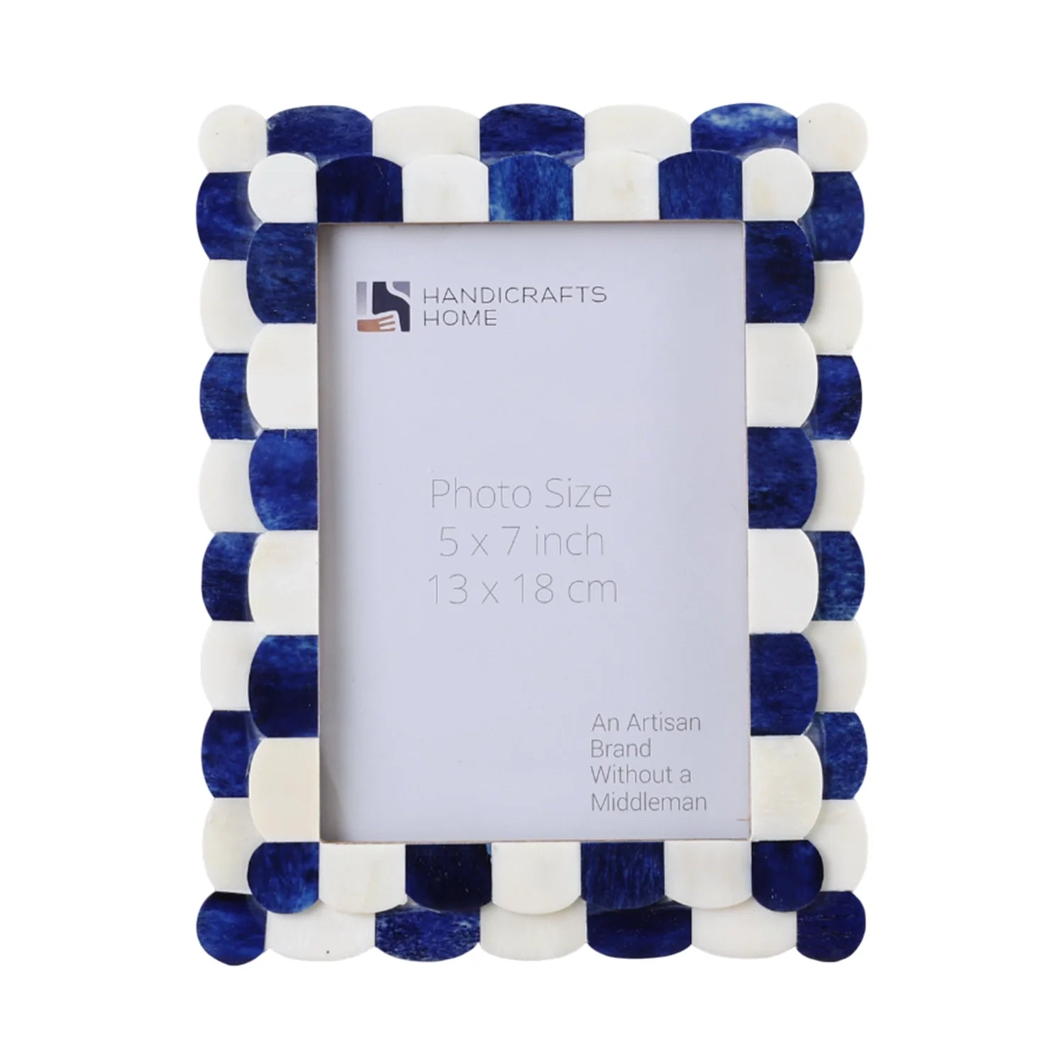 Picture Frames Scalloped Pattern Bone Inlay Collection in 4 sizes, Blue