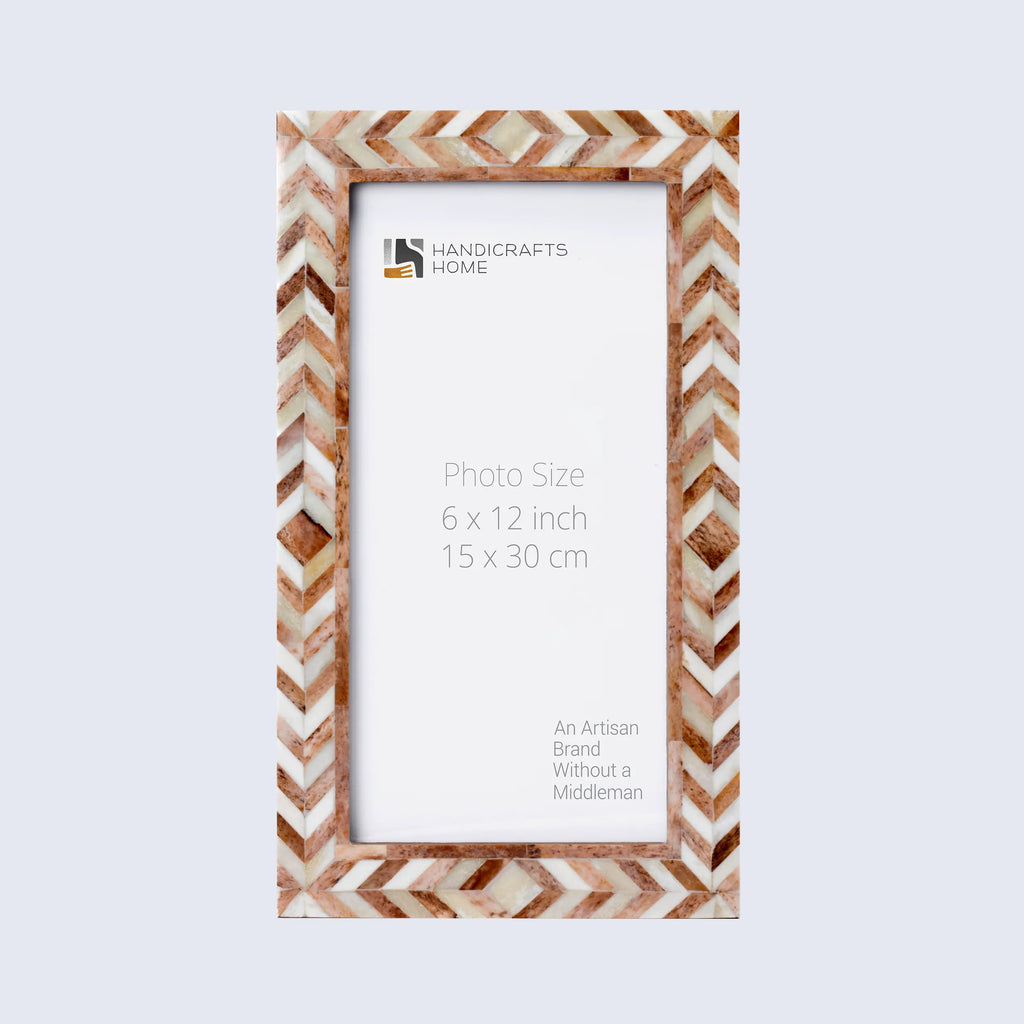 Picture Frames Taj Pattern Bone Inlay Collection in 27 Sizes, Brown