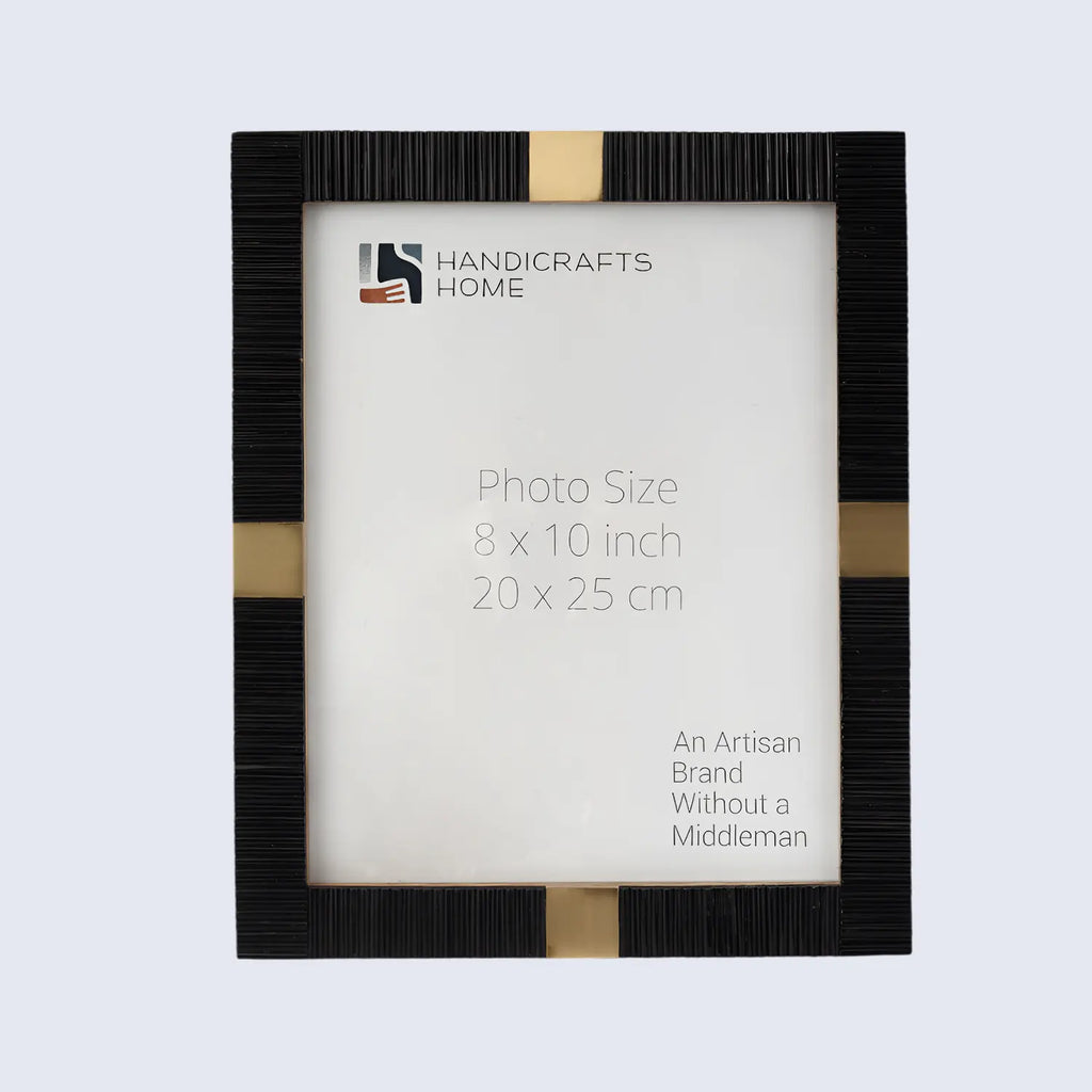 Resin Inlay Deco Black & Gold Picture Frame For Desk & Wall - 3 Sizes