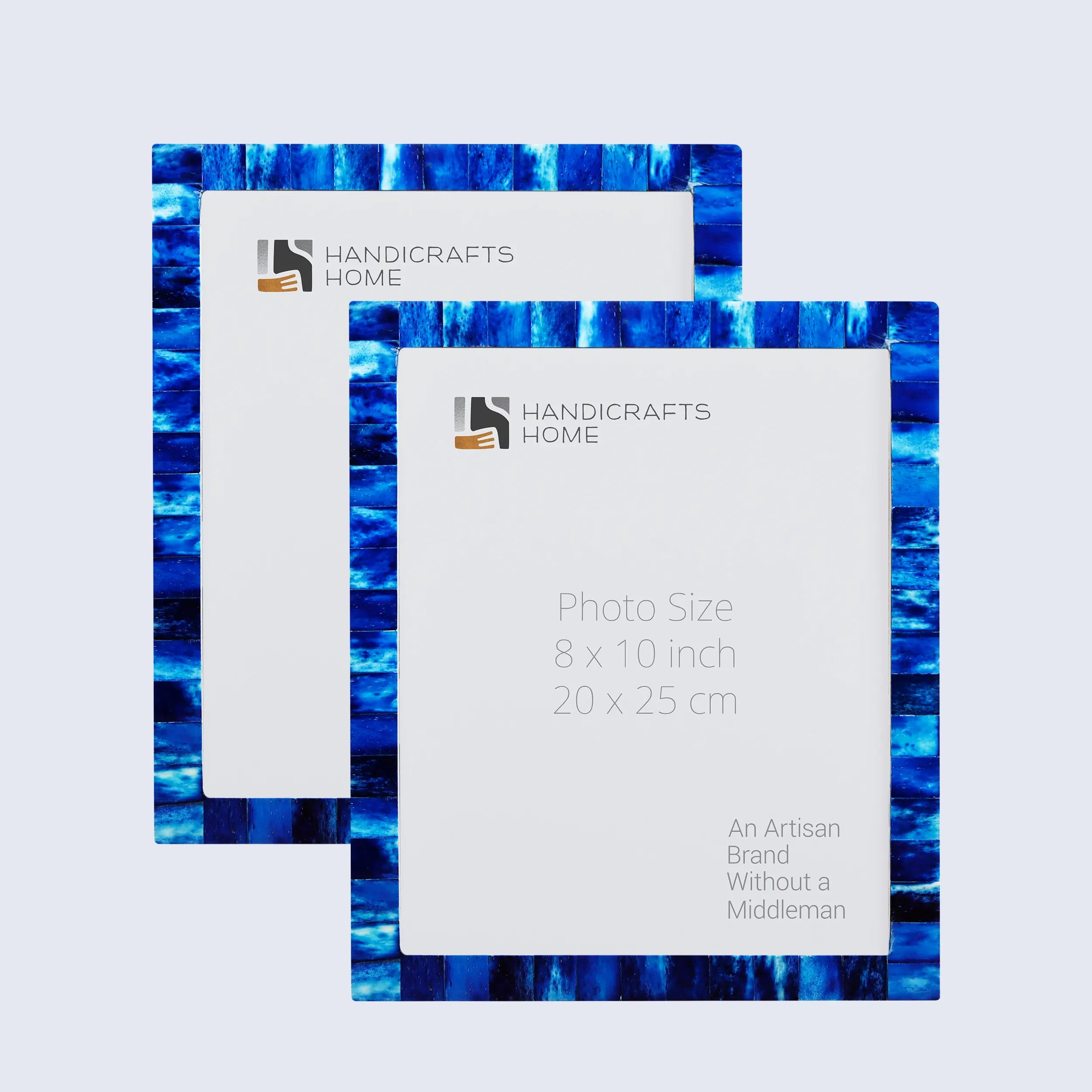 Picture Frames Classic Pattern Bone Inlay Collection in 3 Sizes, Pack of 2 - Blue