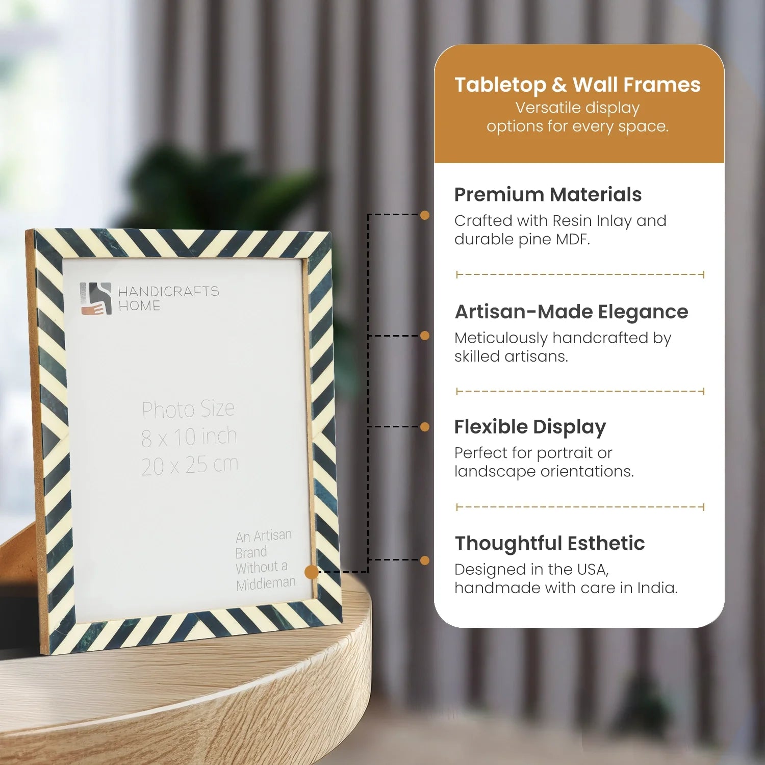 Picture Frames Candy Cane Blueberry Pattern Resin Inlay Collection in 3 Sizes, Pack of 2