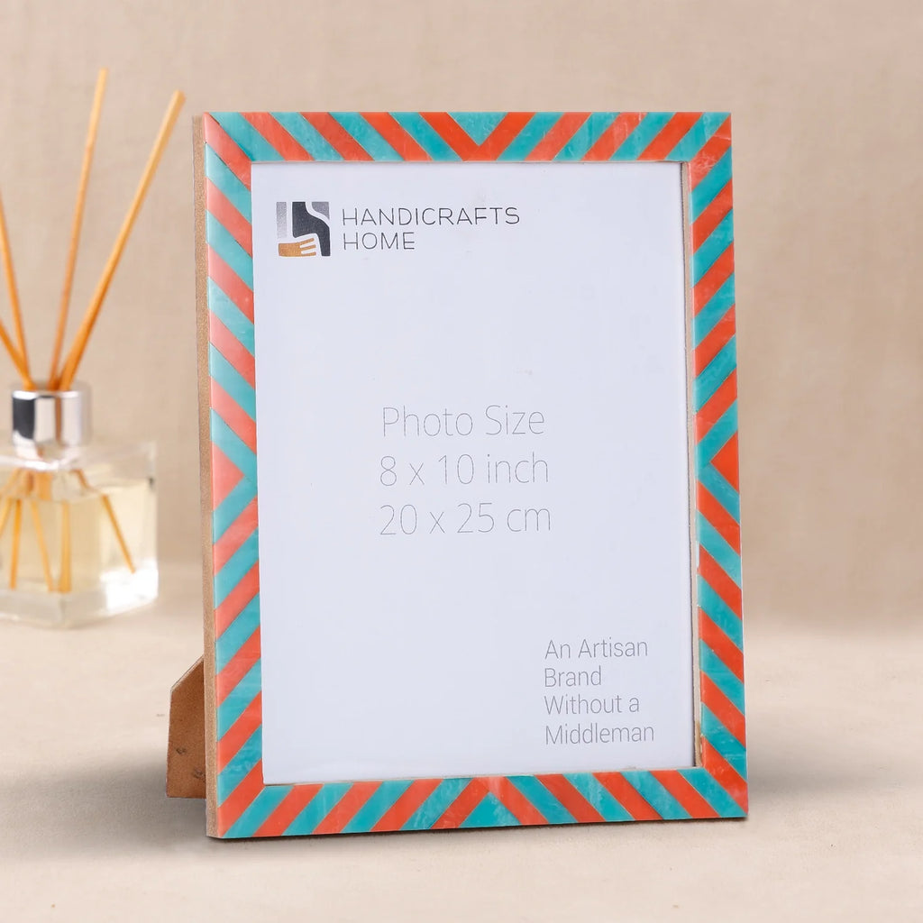 Picture Frames Candy Cane Melon Twist Pattern in Bone & Resin Inlay Collection in 3 Sizes, Pack of 2