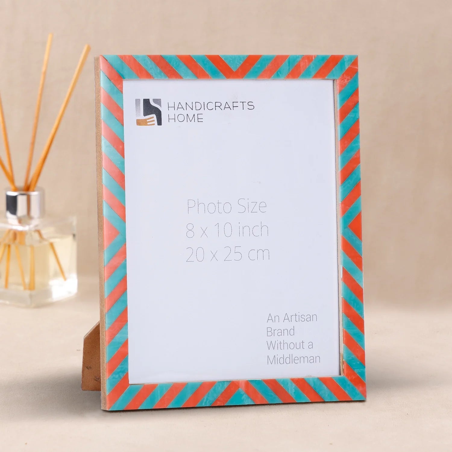 Picture Frames Candy Cane Melon Twist Pattern in Bone & Resin Inlay Collection in 3 Sizes, Pack of 2