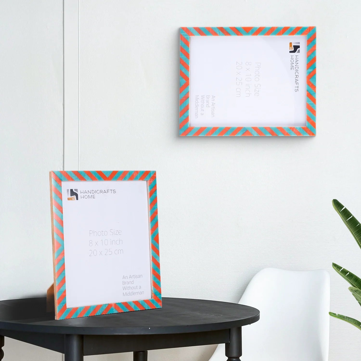 Picture Frames Candy Cane Melon Twist Pattern in Bone & Resin Inlay Collection in 3 Sizes, Pack of 2