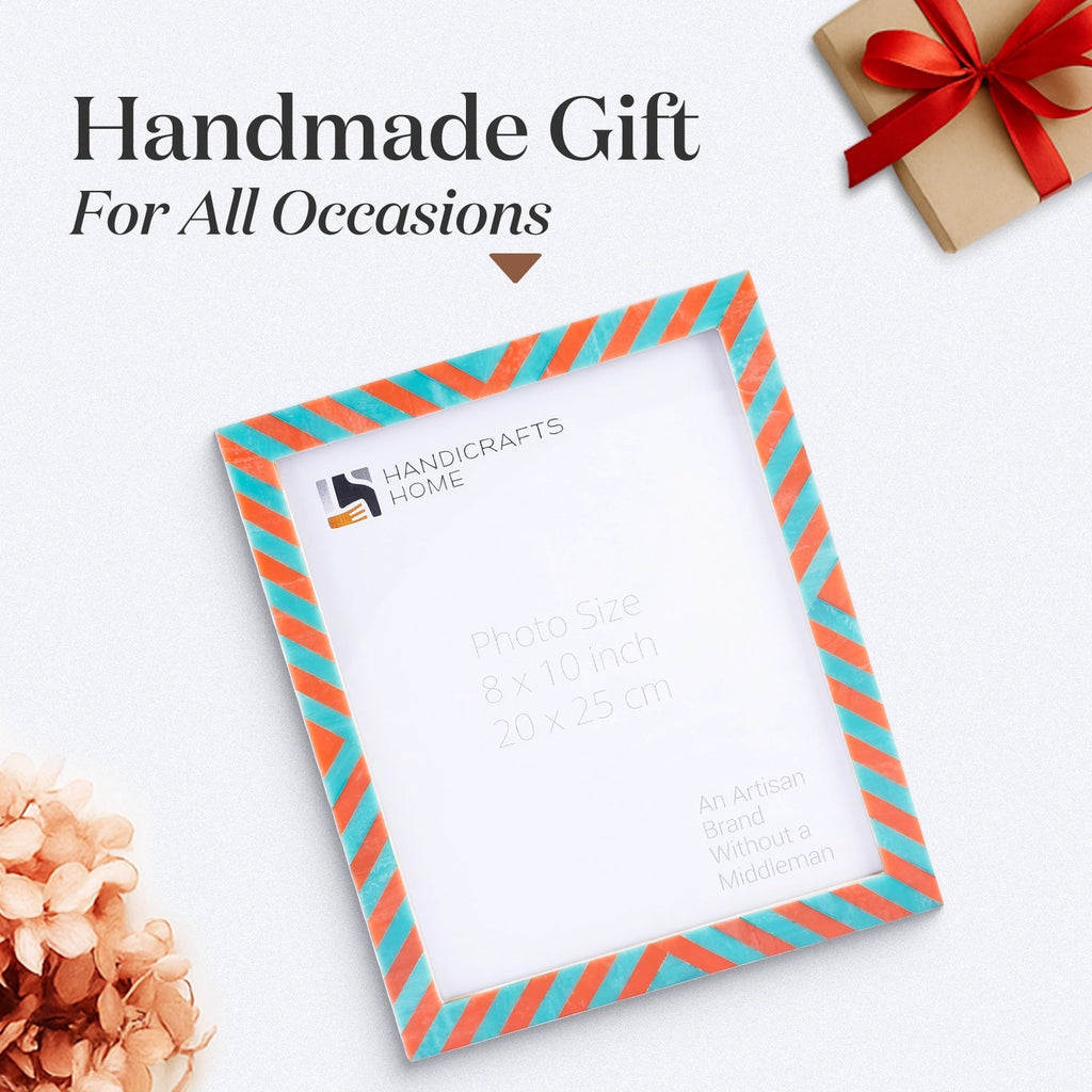 Picture Frames Candy Cane Melon Twist Pattern in Bone & Resin Inlay Collection in 3 Sizes, Pack of 2