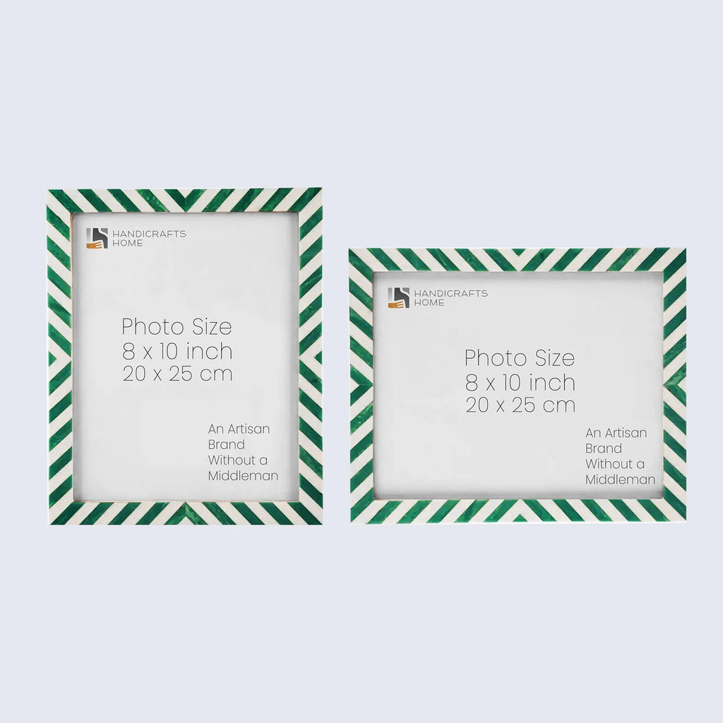 Picture Frames Candy Cane Mint Pattern Resin Inlay Collection in 3 Sizes, Pack of 2