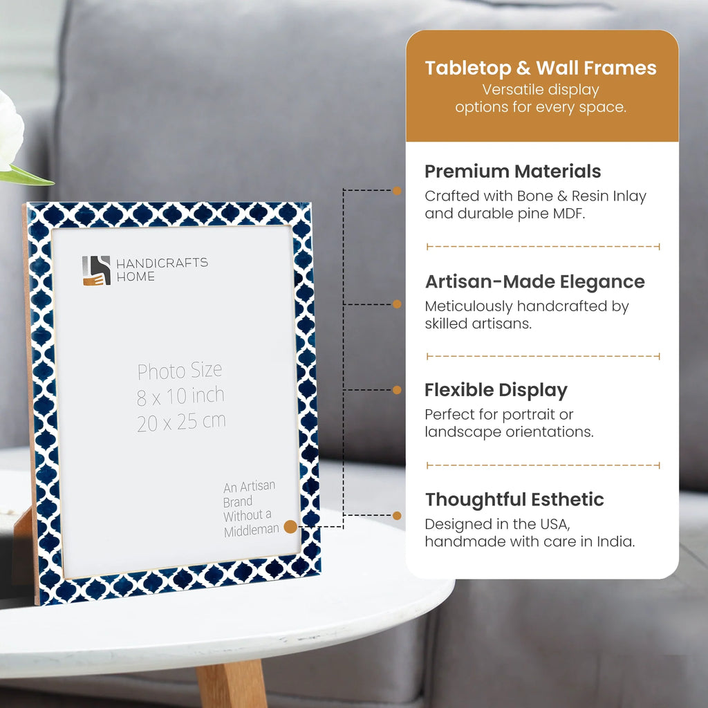 Picture Frames Casablanca Medianoche Pattern Bone & Resin Inlay Collection in 3 Sizes, Pack of 2