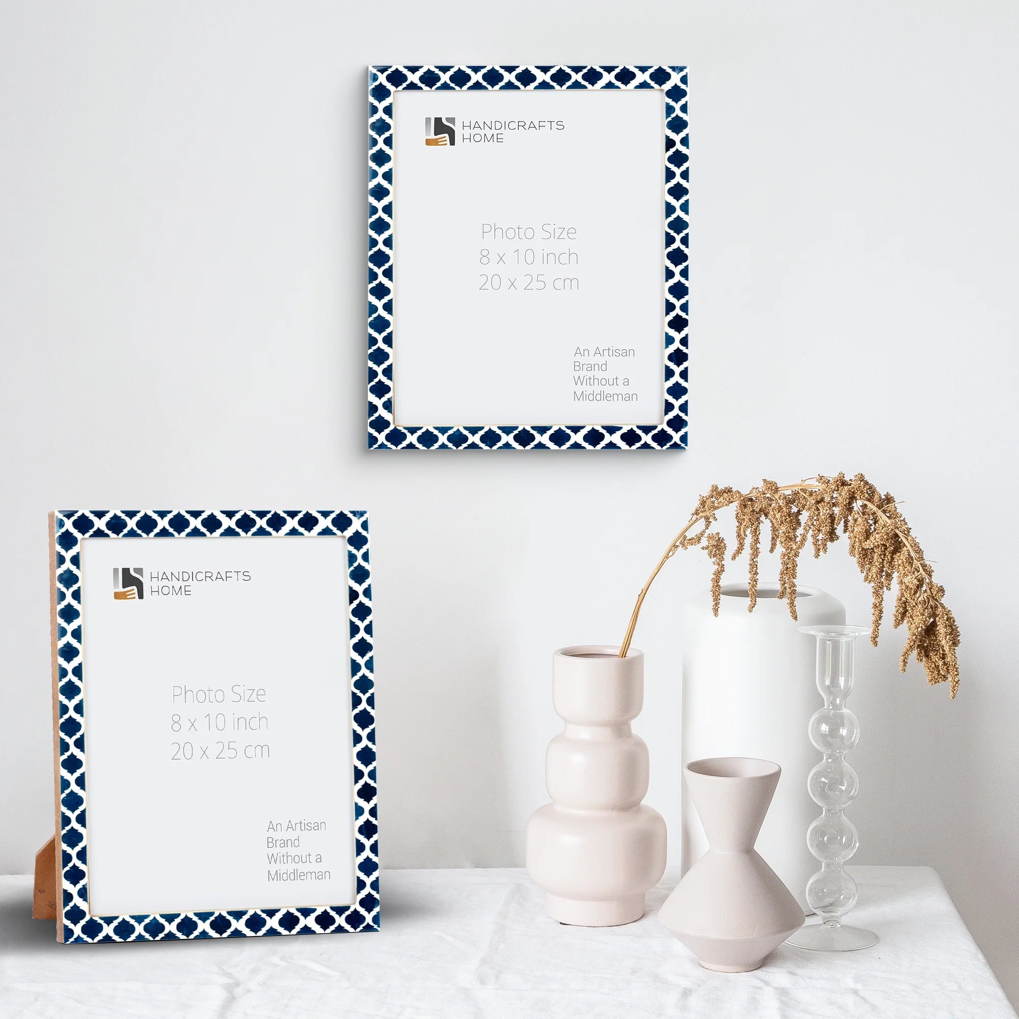 Picture Frames Casablanca Medianoche Pattern Bone & Resin Inlay Collection in 3 Sizes, Pack of 2