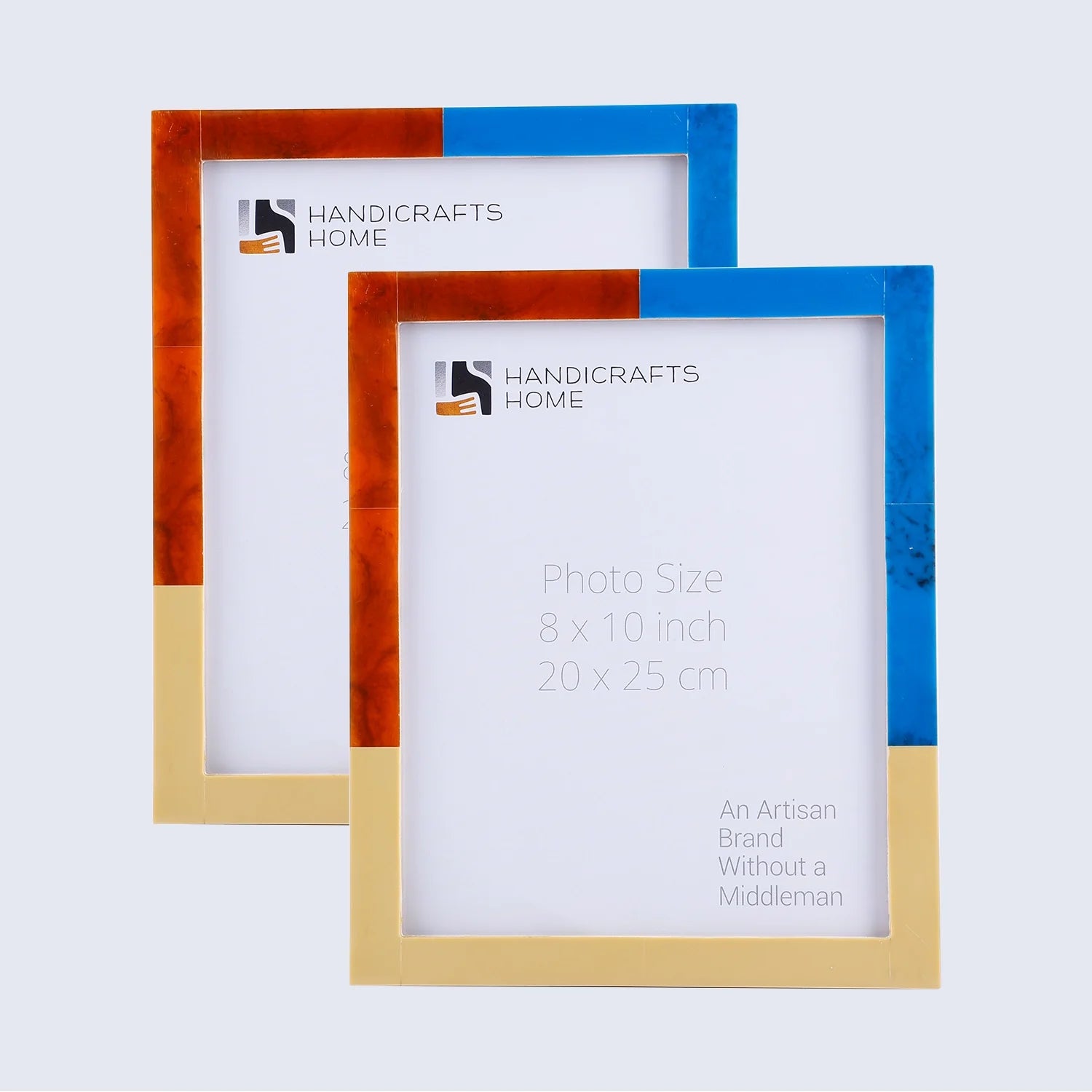 Picture Frames Mondrian Walnut Pattern Resin Inlay Collection in 3 Sizes, Pack of 2