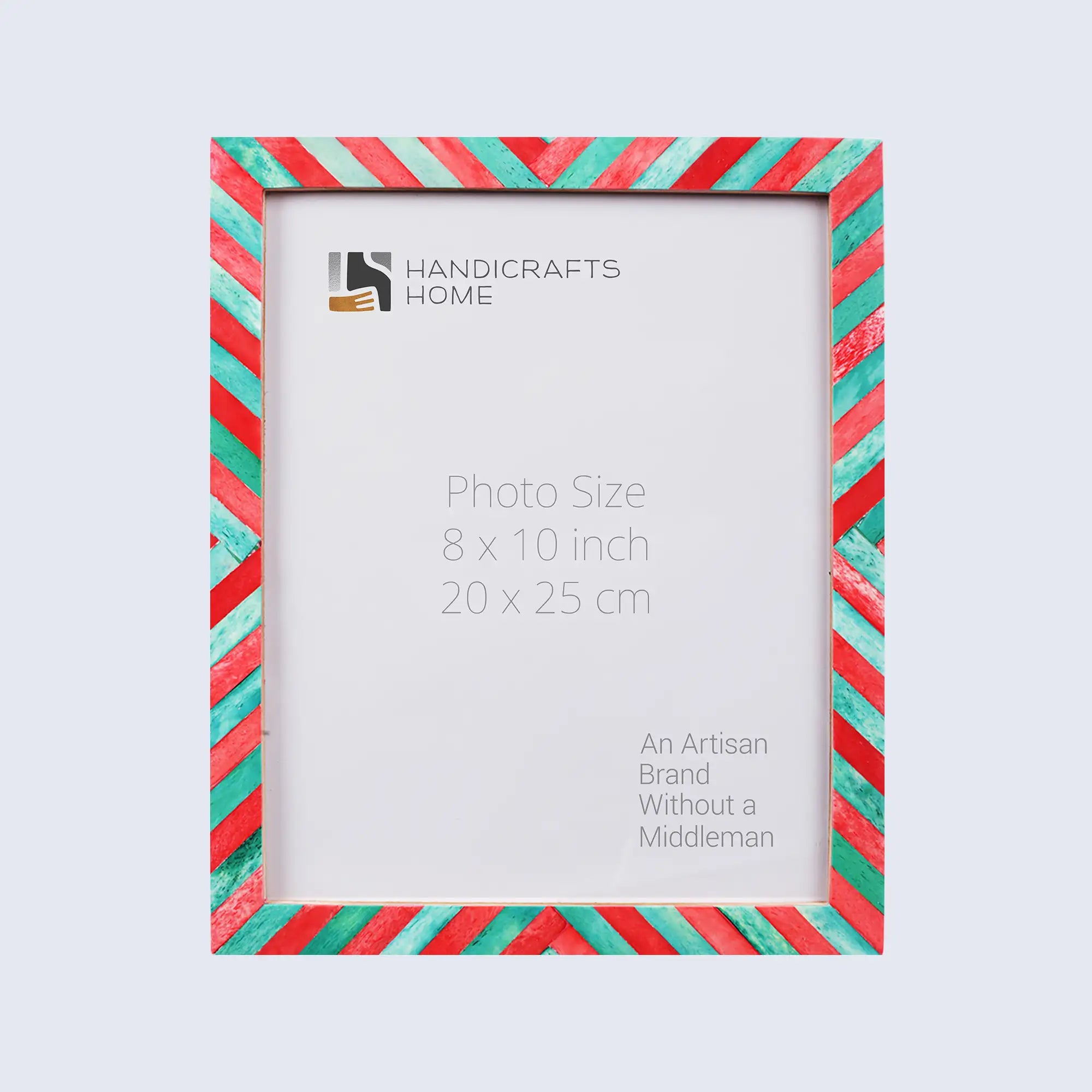 Picture Frames Chevron Pattern Bone Inlay Collection in 4 Sizes, Green & Red