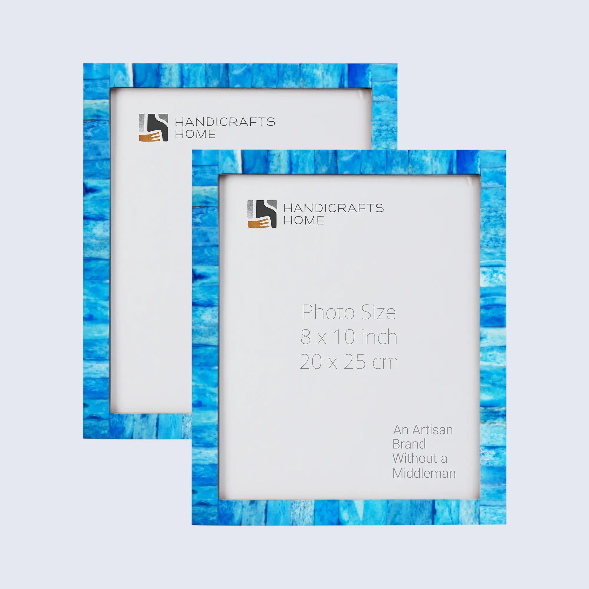 Picture Frames Classic Pattern Bone Inlay Collection in 3 Sizes, Pack of 2 - Turquoise