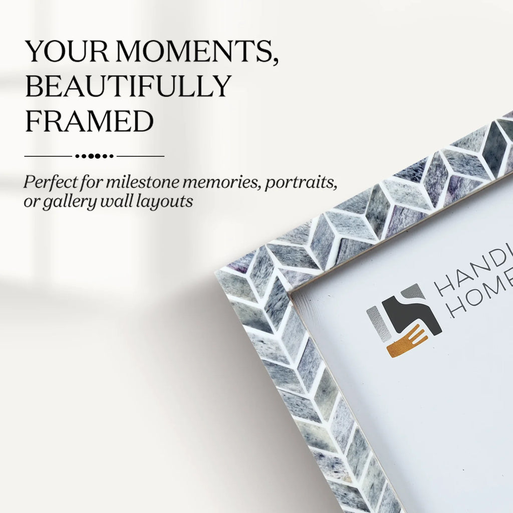 Picture Frames Artic Smoke Pattern Bone & Resin Inlay Collection in 3 Sizes