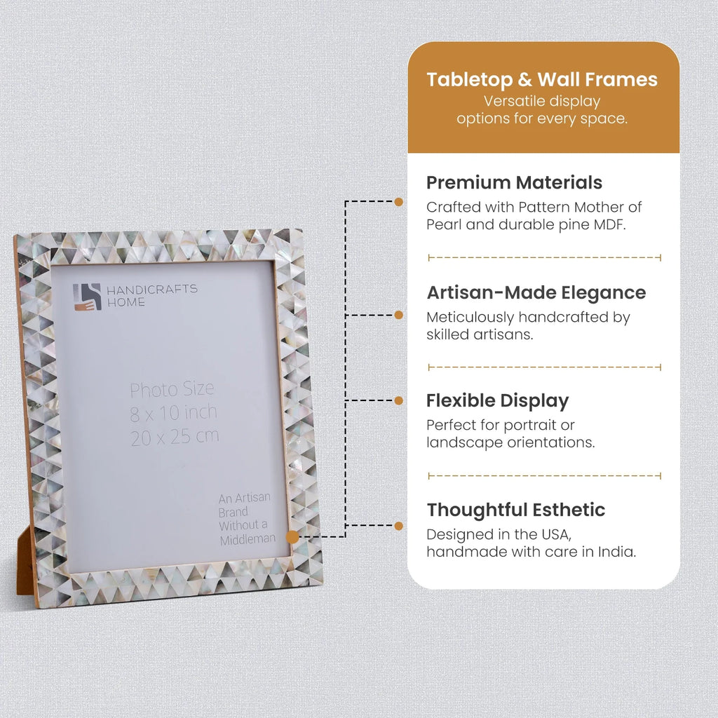 Picture Frames Pearlescent Abyss Pattern Mother of Pearl Collection in 3 Sizes