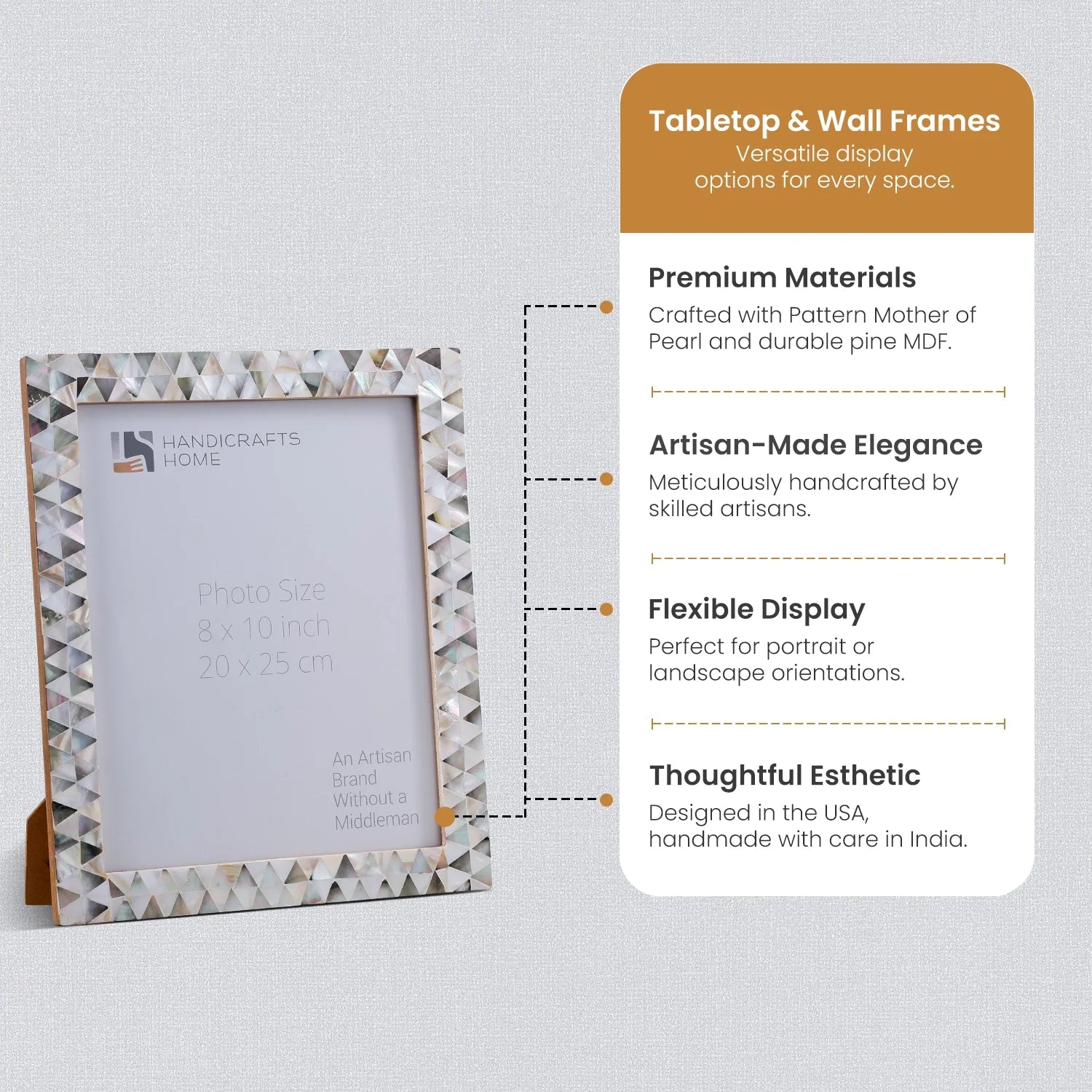 Picture Frames Pearlescent Abyss Pattern Mother of Pearl Collection in 3 Sizes