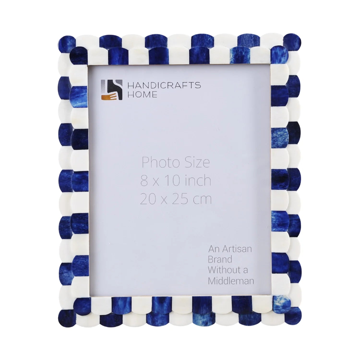 Picture Frames Scalloped Pattern Bone Inlay Collection in 4 sizes, Blue