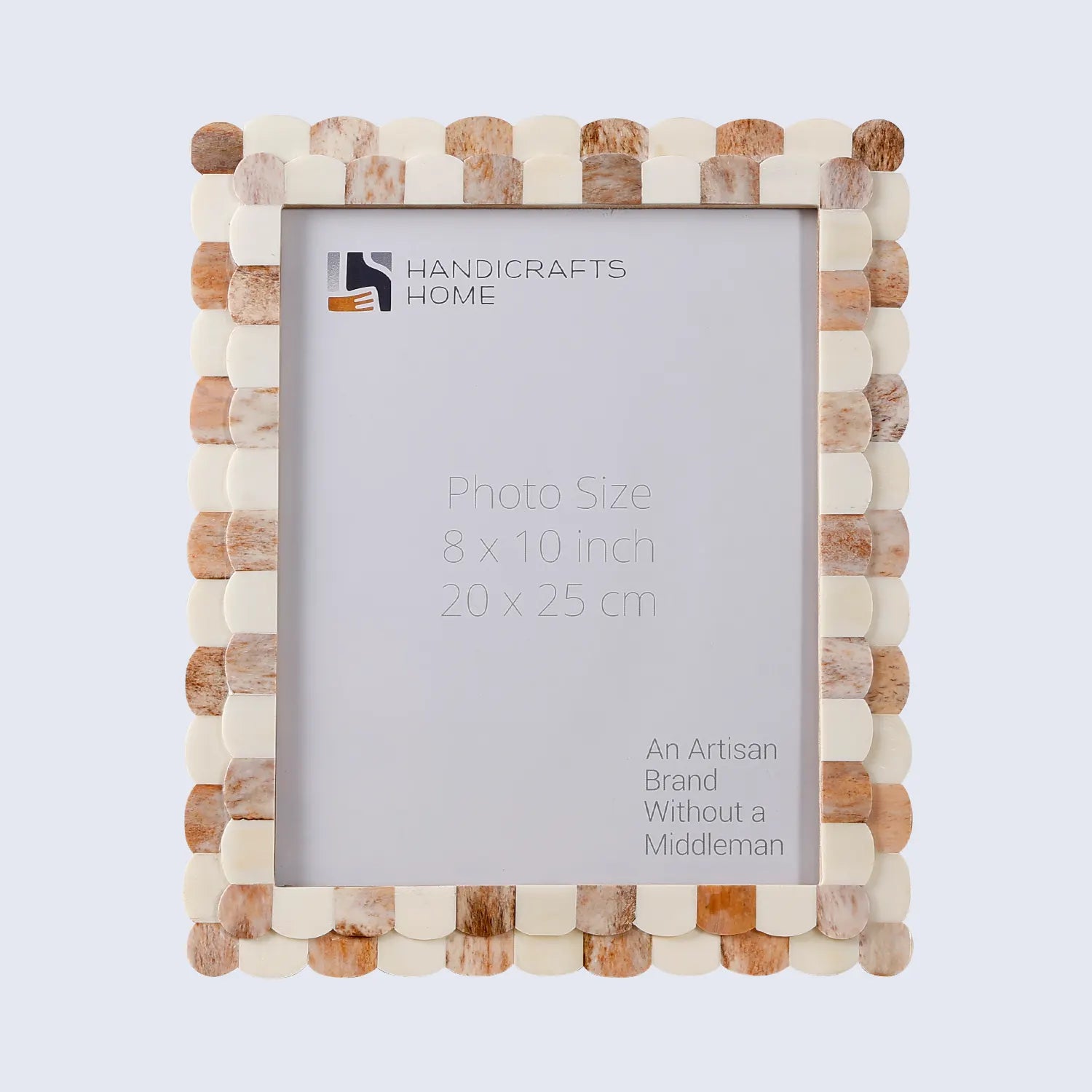Picture Frames Scalloped Pattern Bone Inlay Collection in 4 sizes, Brown