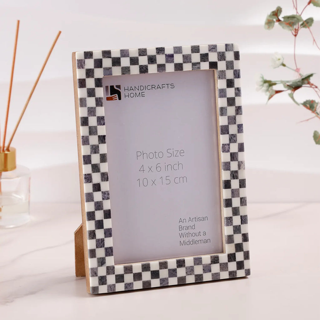 Picture Frames Checkered Pattern Bone Inlay Collection in 27 Sizes