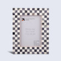 Picture Frame Checked Pattern inspired Bone Inlay, Grey & White - 4x6 & 5x7