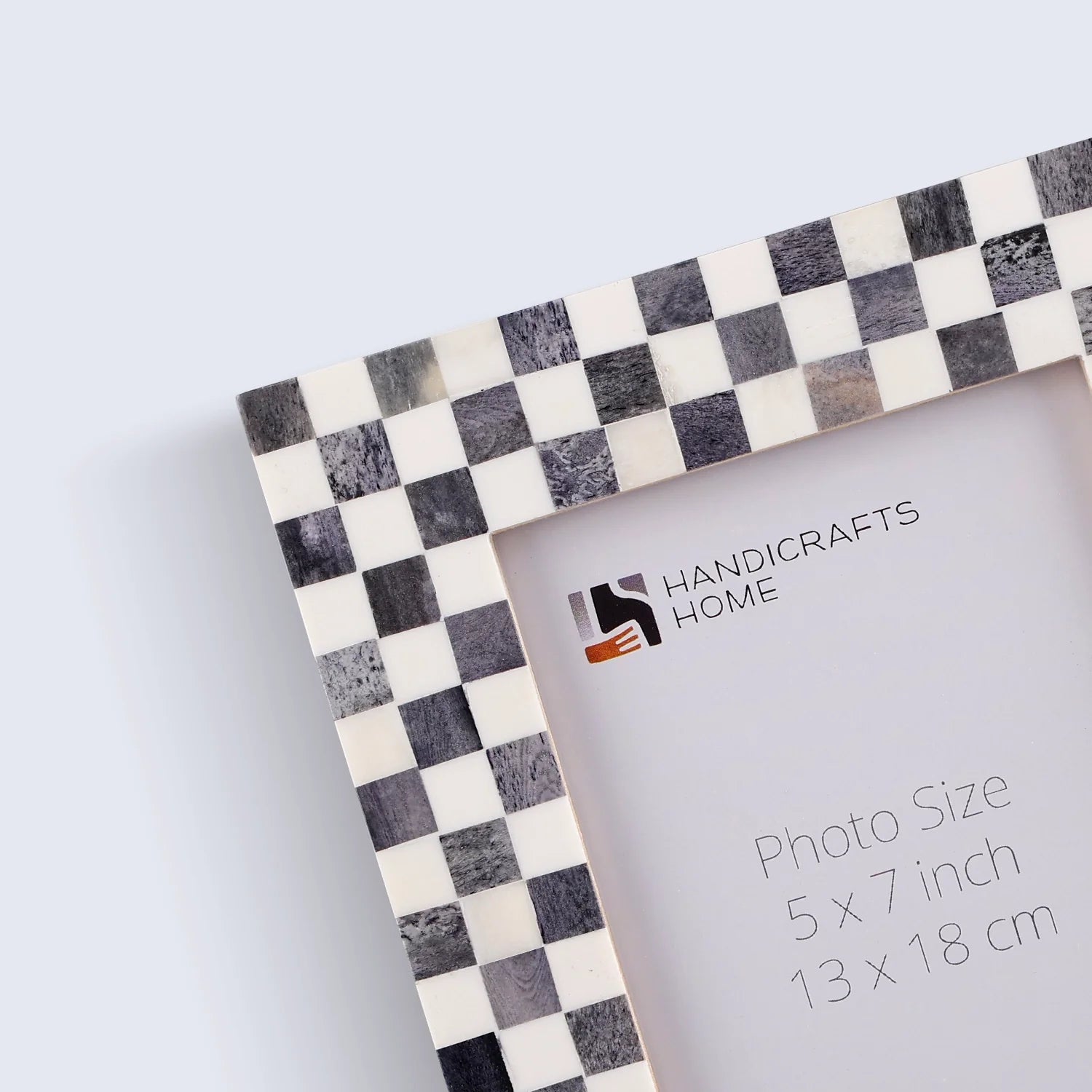 Picture Frame Checked Pattern inspired Bone Inlay, Grey & White - 4x6 & 5x7