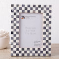 Picture Frame Checked Pattern inspired Bone Inlay, Grey & White - 4x6 & 5x7