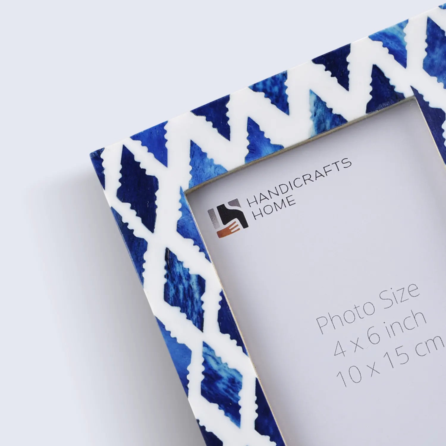 Picture Frames Indigo Mosaic Diamond Pattern Bone & Resin Inlay Collection, 4X6