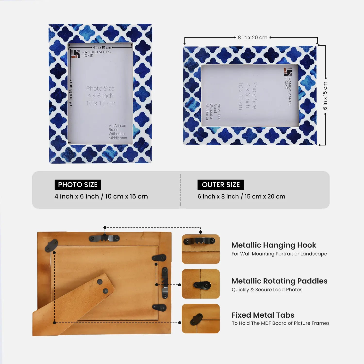 Picture Frames Indigo Bone & Resin Inlay Collection, 4x6