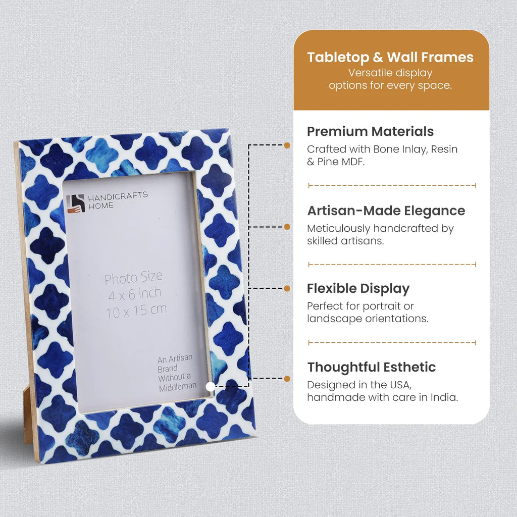 Picture Frames Indigo Bone & Resin Inlay Collection, 4x6