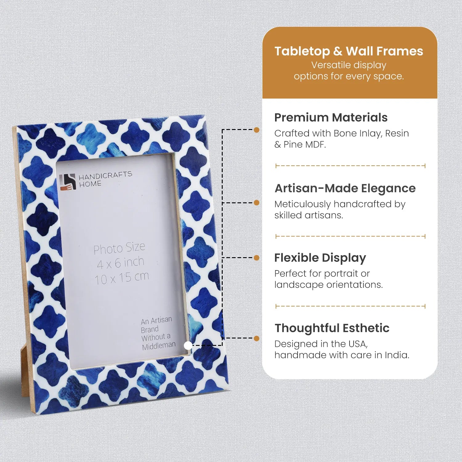Picture Frames Indigo Bone & Resin Inlay Collection, 4x6