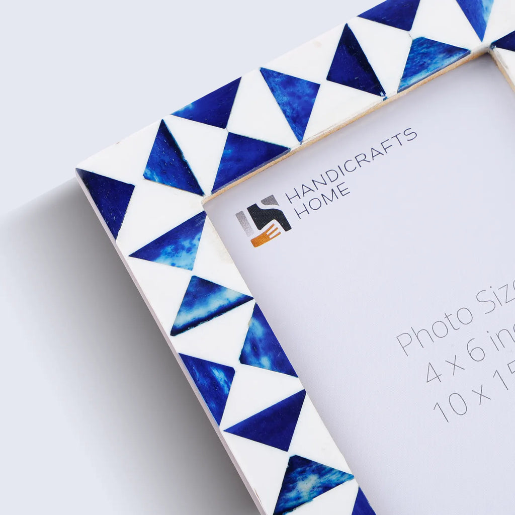 Picture Frames Indigo Bone Inlay Collection in Blue, 4x6