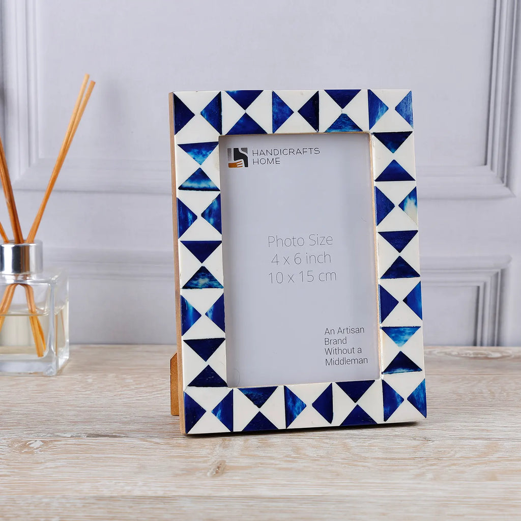 Picture Frames Indigo Bone Inlay Collection in Blue, 4x6