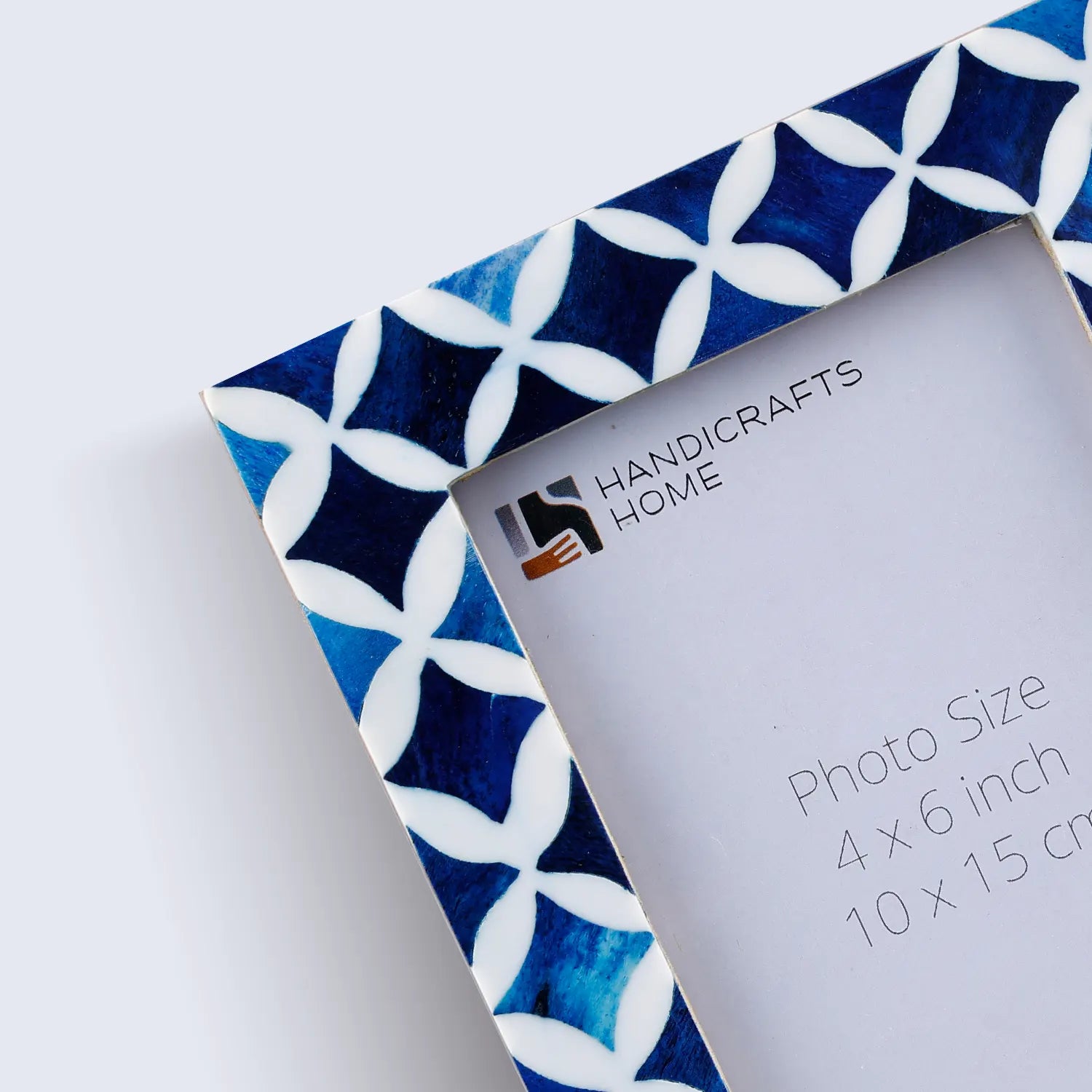 Picture Frames Indigo Mosaic Star Pattern Bone & Resin Inlay Collection, 4x6