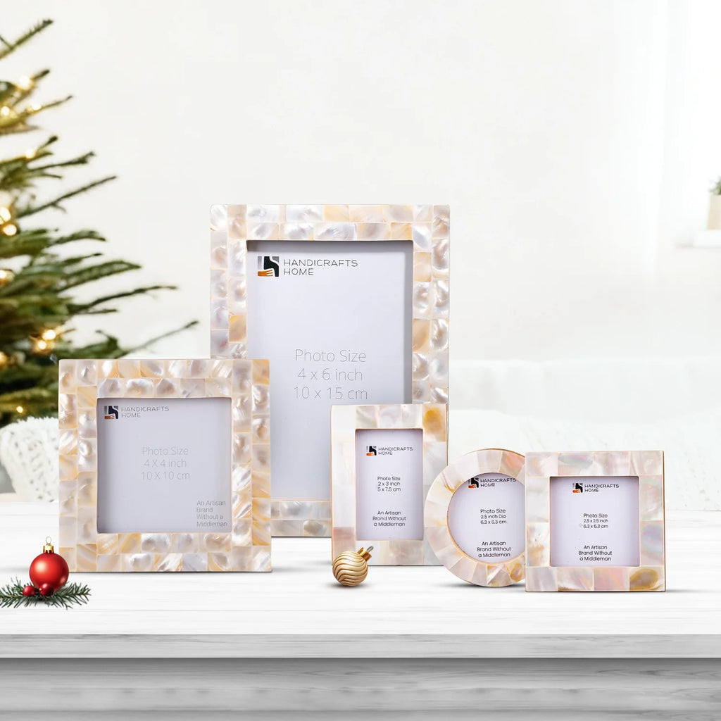 Mother of Pearl White Collection Picture Frames Combo Pack of 5