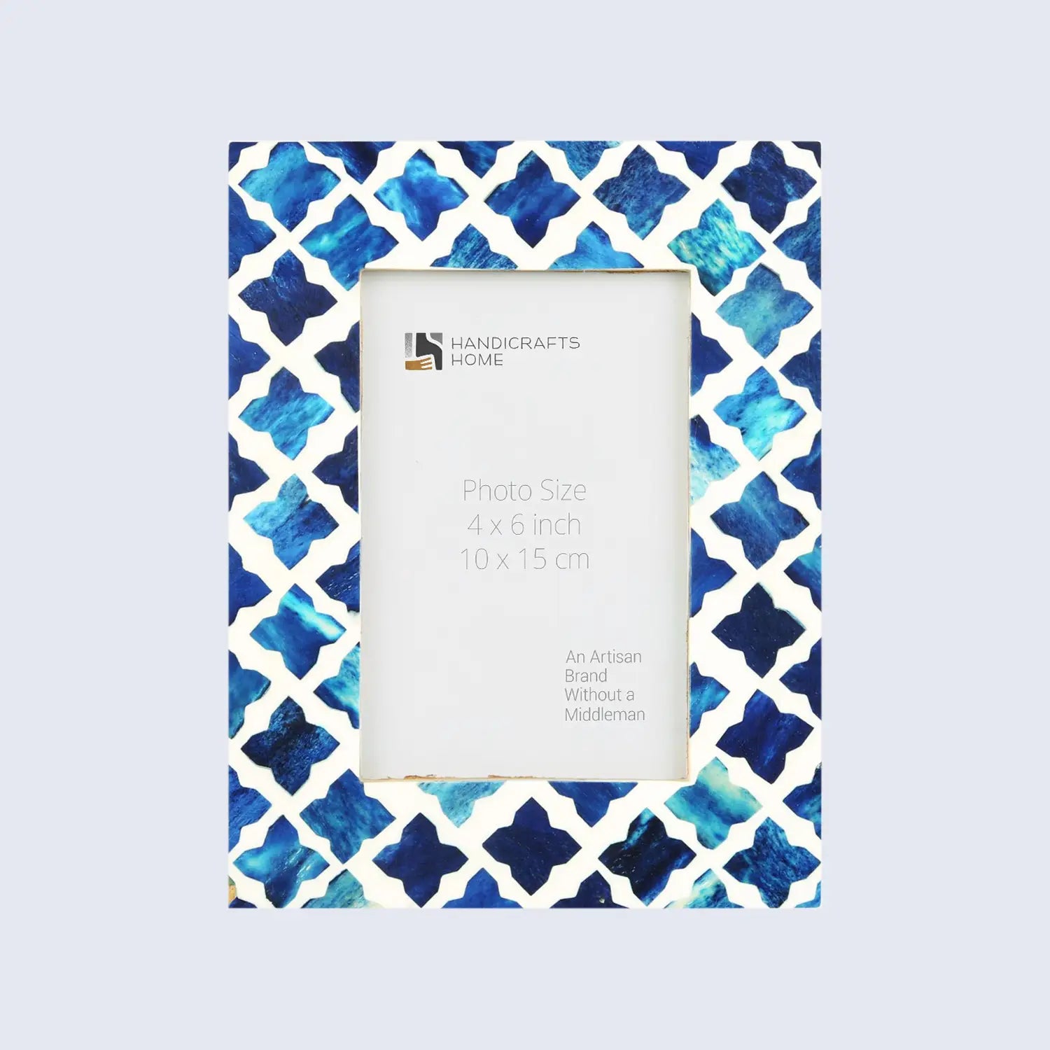 Picture Frames Mosaic Quatrefoil Pattern Bone & Resin Inlay Collection in 3 colors, 4x6