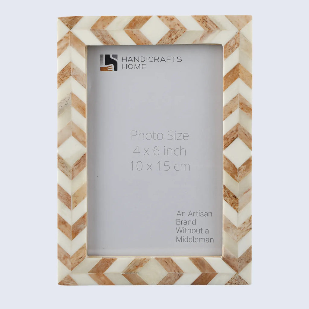 Picture Frames Taj Pattern Bone Inlay Collection in 27 Sizes, Brown