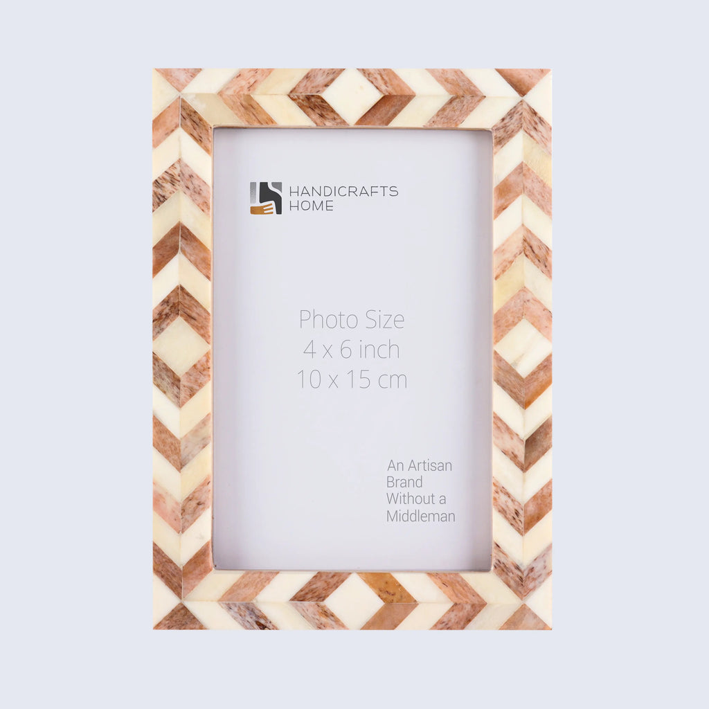 Picture Frames Taj Pattern Bone Inlay Collection in 27 Sizes, Brown
