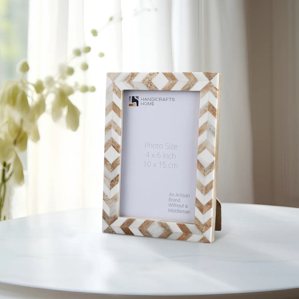 Picture Frames Taj Pattern Bone Inlay Collection in 27 Sizes, Brown