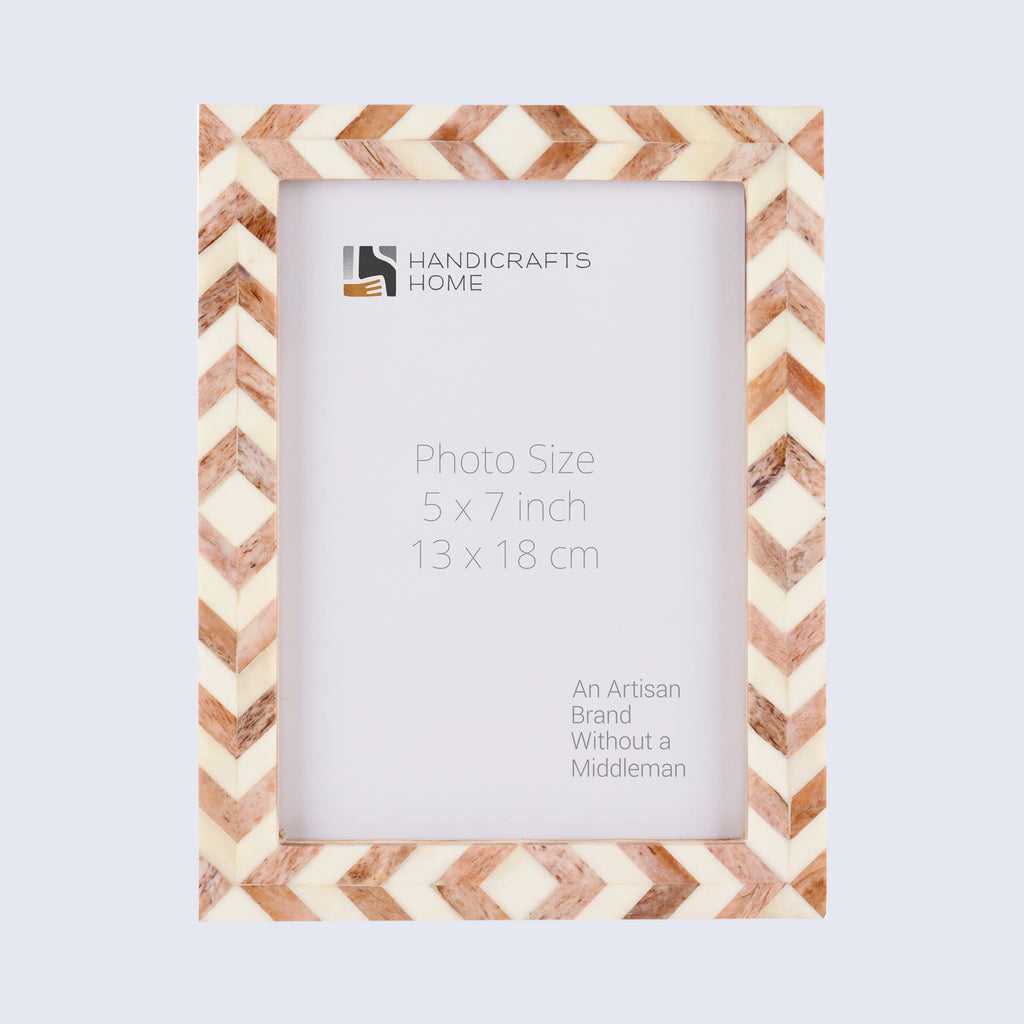 Picture Frames Taj Pattern Bone Inlay Collection in 27 Sizes, Brown