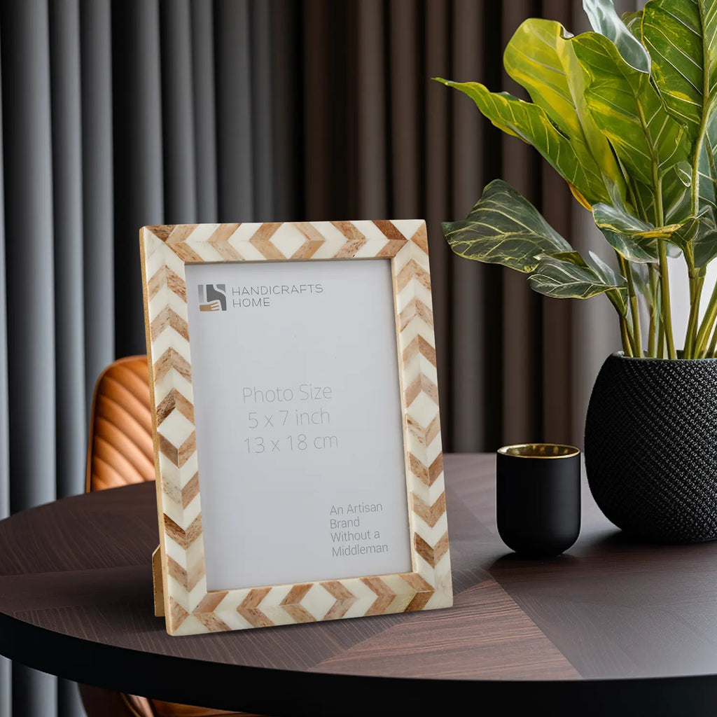 Picture Frames Taj Pattern Bone Inlay Collection in 27 Sizes, Brown
