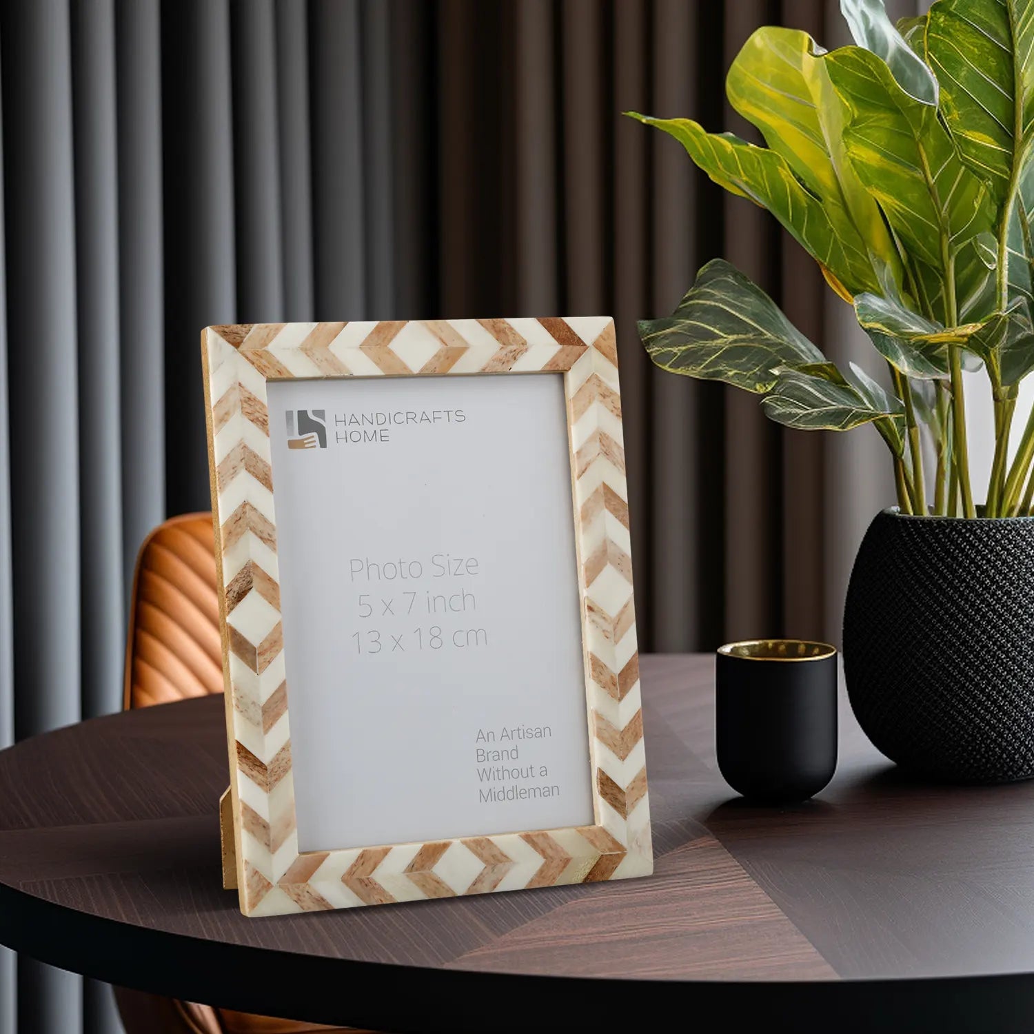 Picture Frames Taj Pattern Bone Inlay Collection in 27 Sizes, Brown